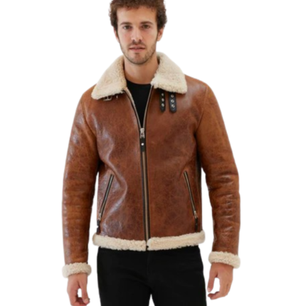 Men’s Shearling Collar Leather Jacket 2