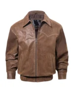 Men’s Real Leather Brown Bomber Jacket 2