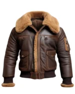 Men Aviator Fur Shearling Bomber Leather Jacket 1