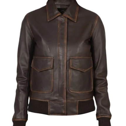 Women A-2 Brown Leather Jacket 1