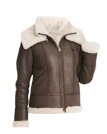 Women Brown Shearling Leather Jacket 1