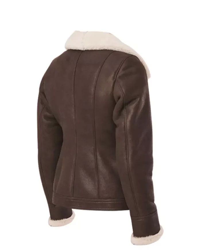 Women Brown B3 RAF Aviator Shearling Jacket 3