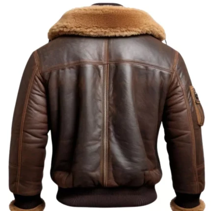 Men Aviator Fur Shearling Bomber Leather Jacket 2