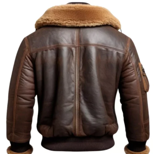 Men Aviator Fur Shearling Bomber Leather Jacket 2