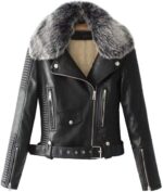Women’s Faux Fur Quilted Moto Jacket 1