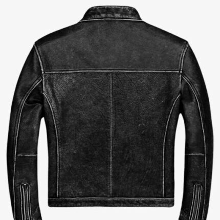 Mens Classic Casual Vintage Black Biker Jacket 2