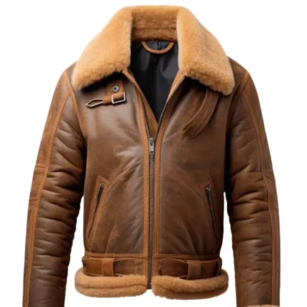 Men’s B3 Brown Shearling Leather Jacket 1