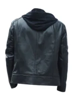 Men Leather Moto Hooded Jacket 2