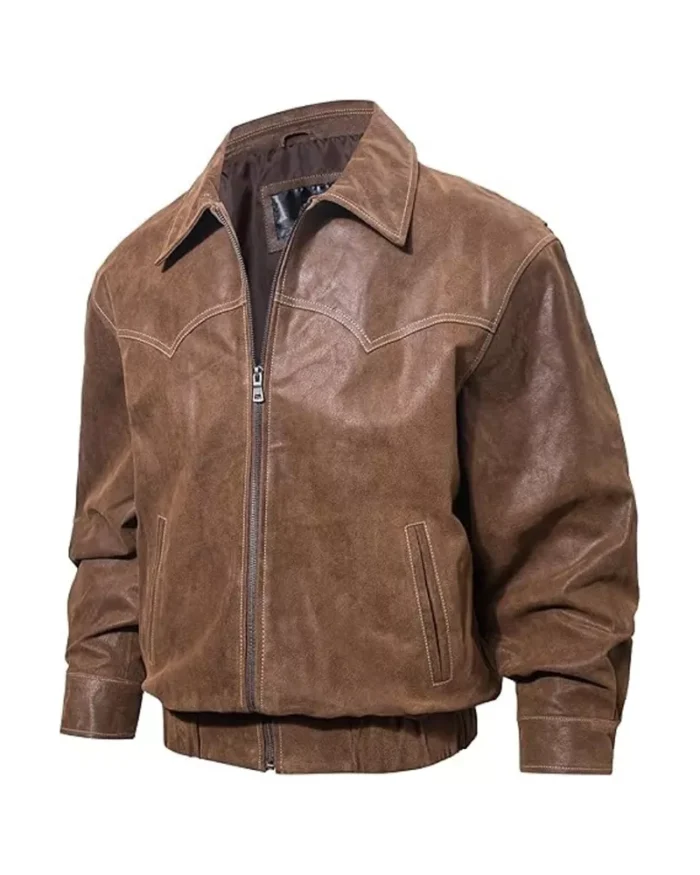 Men’s Real Leather Brown Bomber Jacket 1