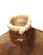 Mens Leather Bomber Warm Pilot Winter Shearling Jacket 3