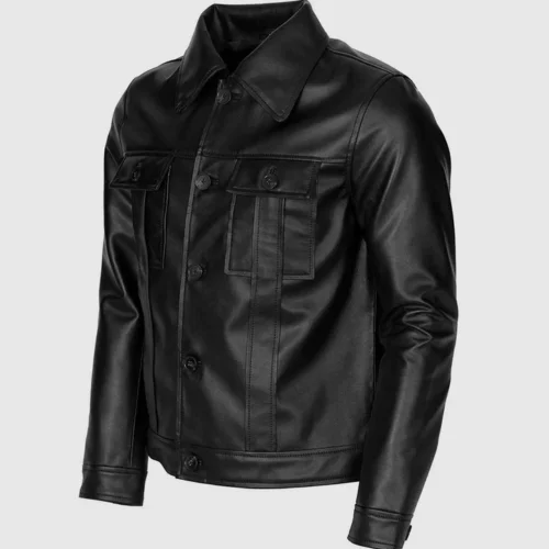Men Black Leather Motorcycle Jacket 1