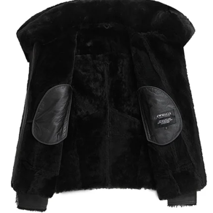 Mens Double Collar Sheepskin Biker Jacket 3