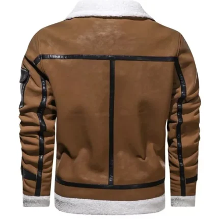 Men’s Brown White Shearling Leather Jacket 1