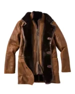 Brown Fur Double Shearling Genuine Leather Coat 3