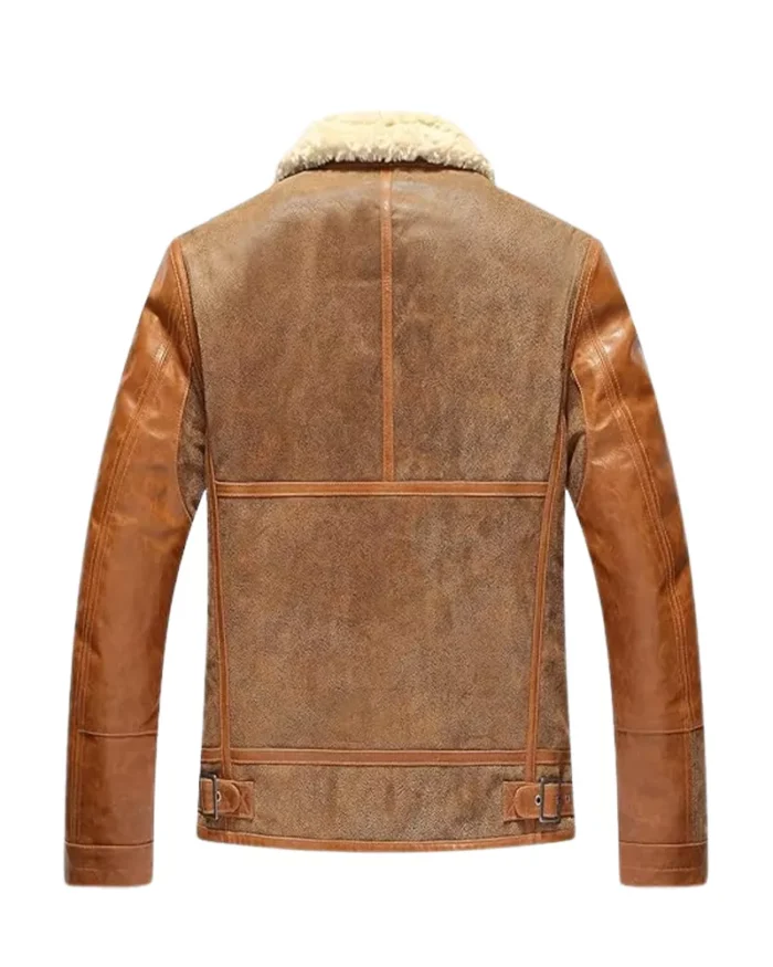 Mens Leather Bomber Warm Pilot Winter Shearling Jacket 2