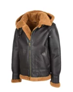 Men Premium Brown B3 Edwardo Ginger Bomber Jacket with Hood 4