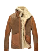 Mens Leather Bomber Warm Pilot Winter Shearling Jacket 1