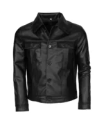 Men Black Leather Motorcycle Jacket 3