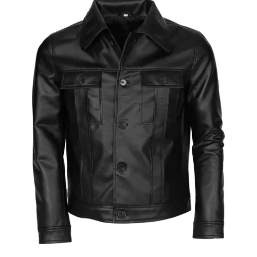 Men Black Leather Motorcycle Jacket 3
