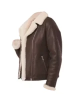 Women Brown B3 RAF Aviator Shearling Jacket 2
