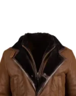 Brown Fur Double Shearling Genuine Leather Coat 4
