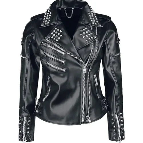 Black Studded Leather Jacket 1