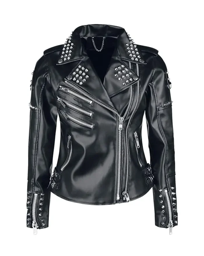 Black Studded Leather Jacket 1