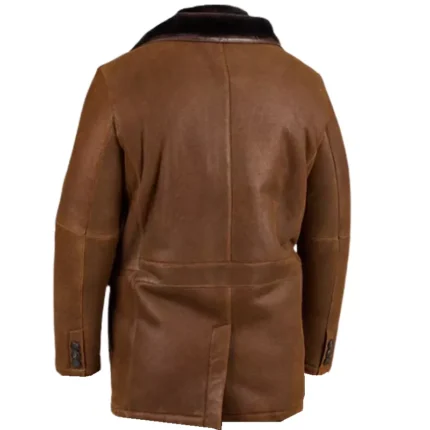 Brown Fur Shearling Leather Coat 2