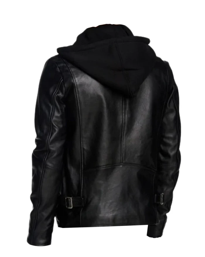 Men Black Detachable Hooded Jacket 2