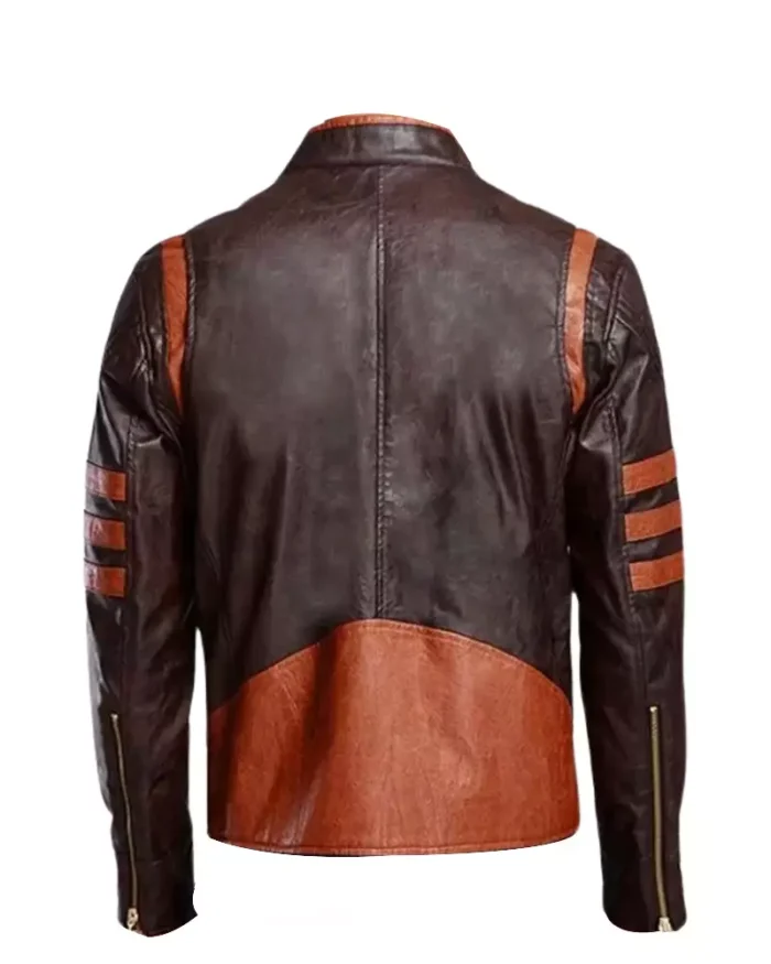 Mens Brown Cafe Racer Distressed Jacket 2