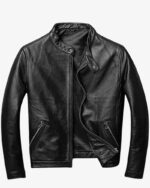 Mens Classic Casual Vintage Black Biker Jacket 1