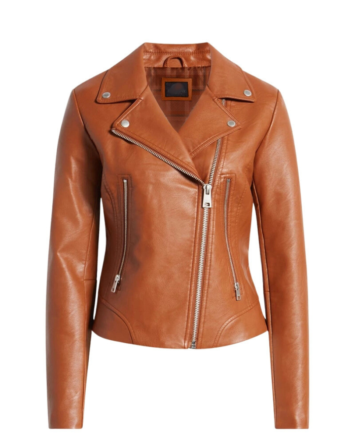 Womens Real Brown Leather Jacket 1
