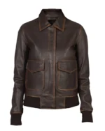 Women A-2 Brown Leather Jacket 1