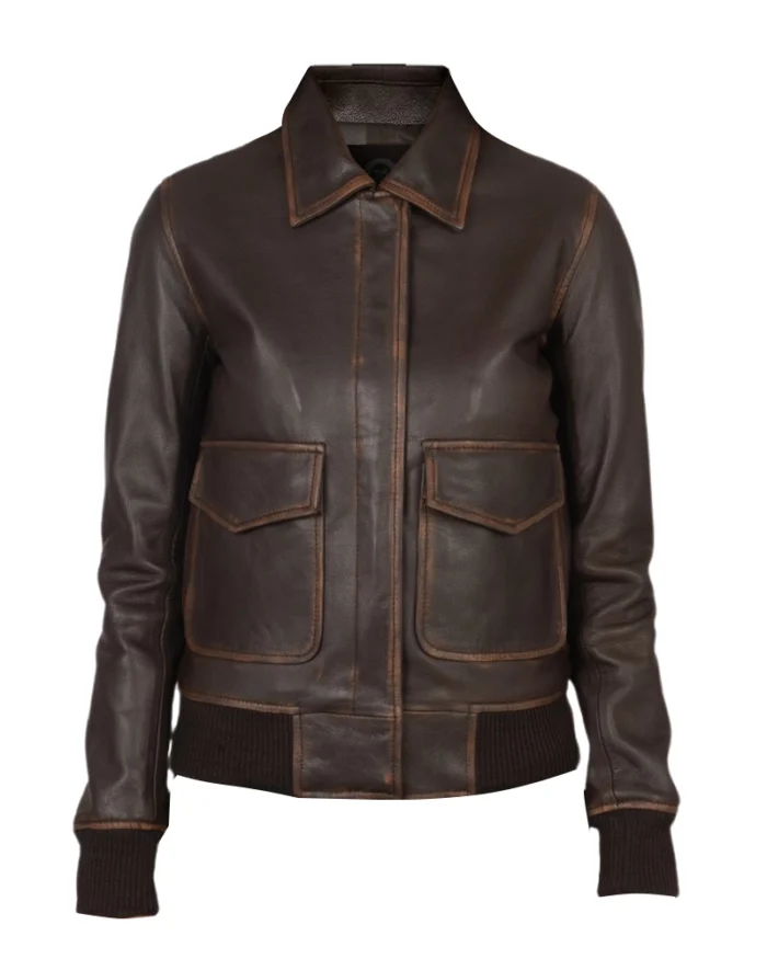 Women A-2 Brown Leather Jacket 1