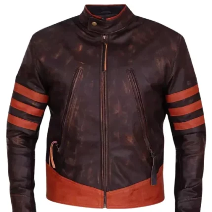 Mens Brown Cafe Racer Distressed Motorcycle Jacket 2