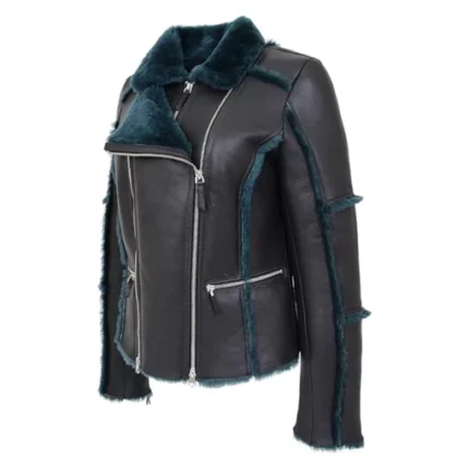 Womens Real Sheepskin Aviator Jacket 3