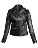 Women Black Motorcycle Leather Jacket 1