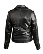 Women Black Motorcycle Leather Jacket 2