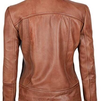 Womens Motorcycle Brown Leather Jacket 2