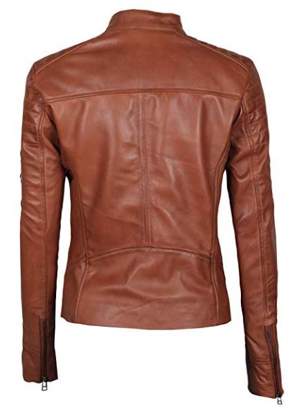 Womens Biker Brown Leather Jacket 3