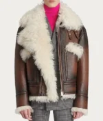 Men Brown Premium Shearling Jacket 4