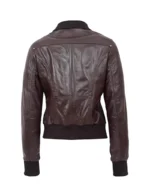 Women’s Brown Leather Bomber Jacket 2