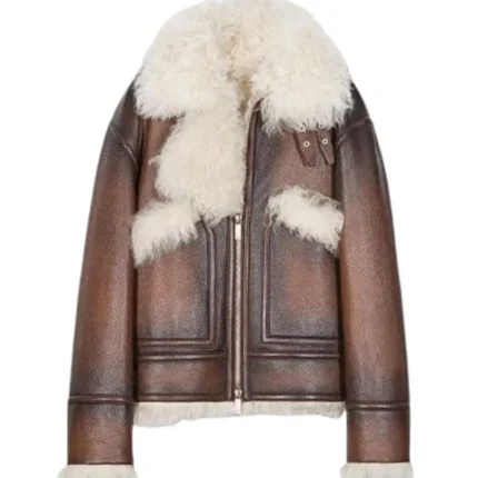 Men Brown Premium Shearling Jacket 1