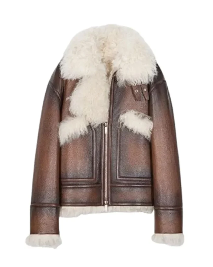 Men Brown Premium Shearling Jacket 1