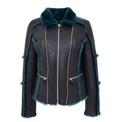 Womens Real Sheepskin Aviator Jacket 1