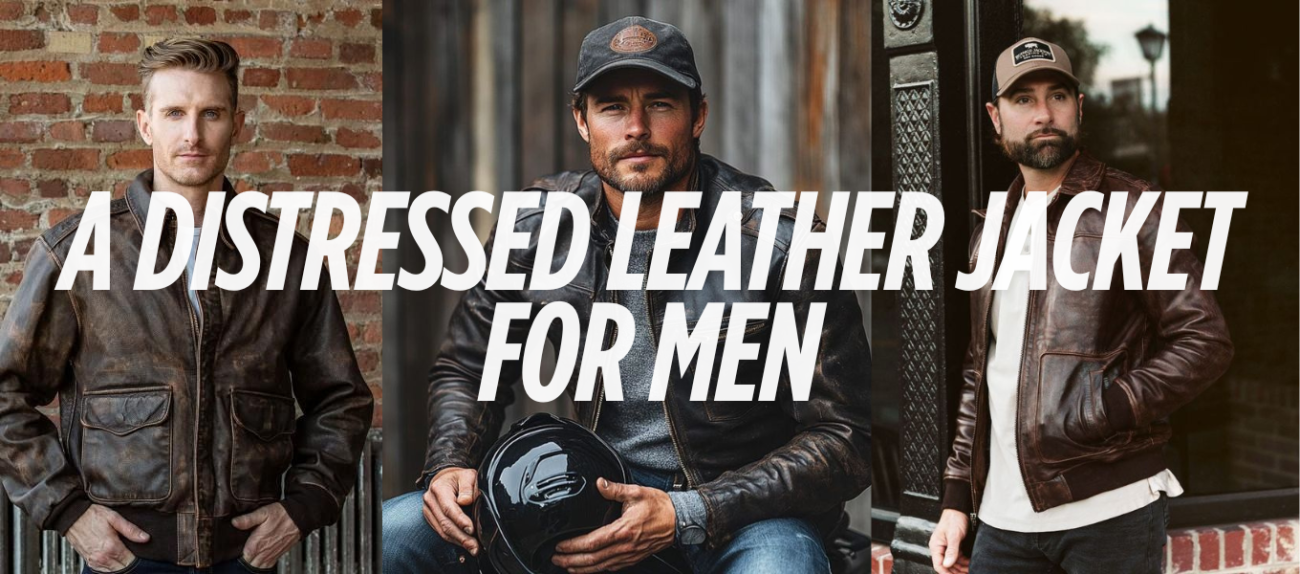 A Distressed Leather Jacket For Men