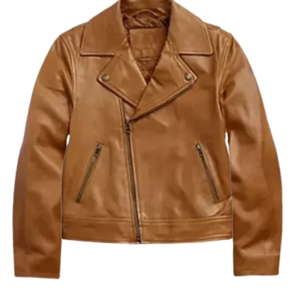 Brown Moto Biker Leather Jacket 1