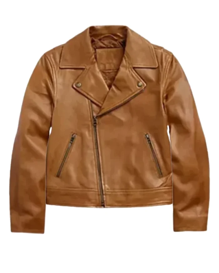 Brown Moto Biker Leather Jacket 1