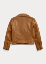 Brown Moto Biker Leather Jacket 2