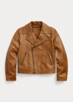 Brown Moto Biker Leather Jacket 3